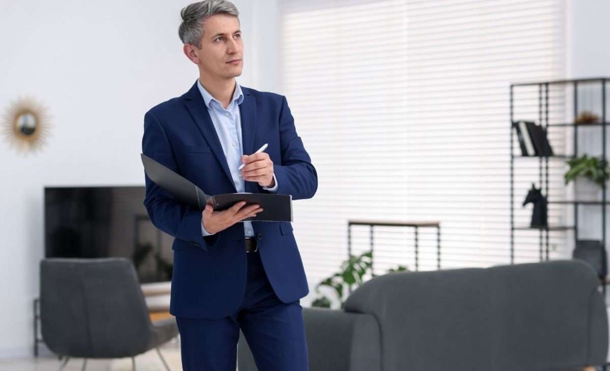 Valoración inmobiliaria profesional en Mallorca visitando vivienda.